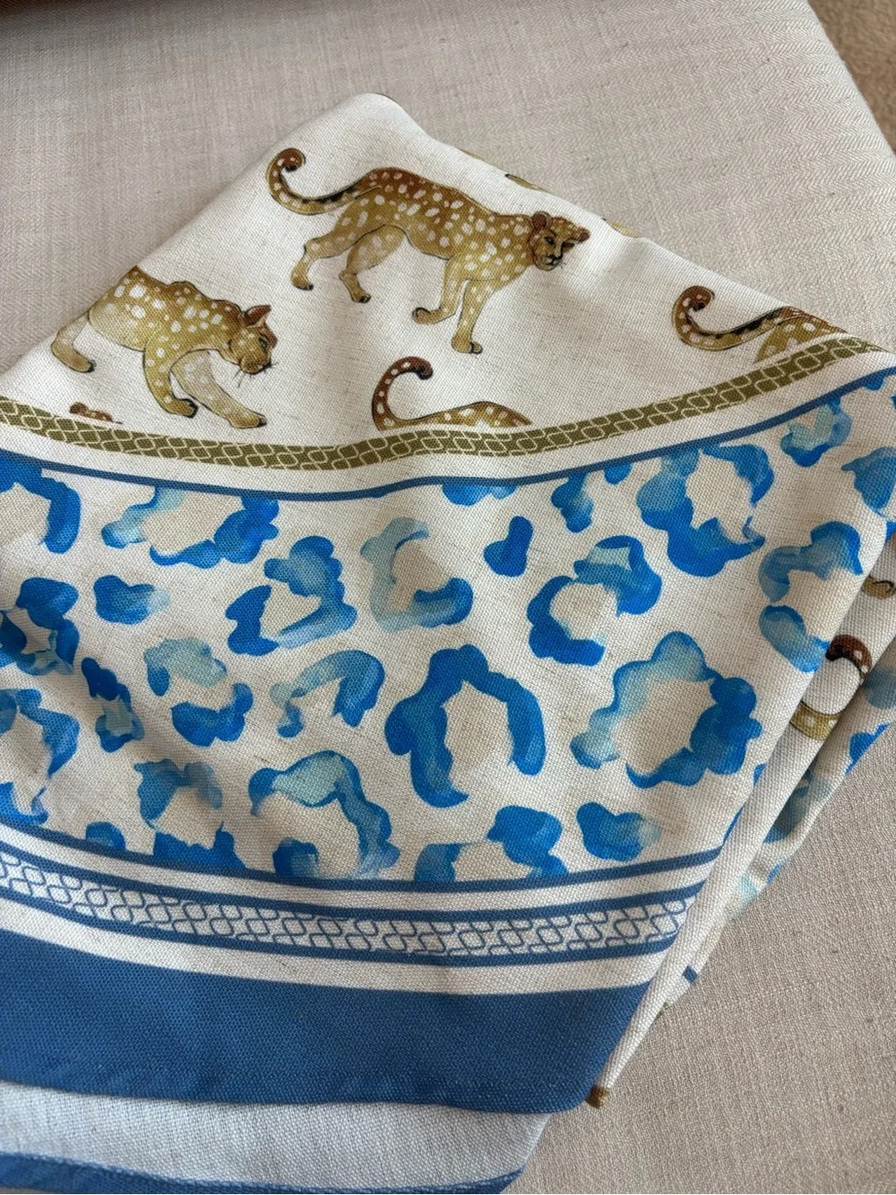 Patdrea Leopard Linen Round Tablecloth 67” Animal Print Dining Cover NWT